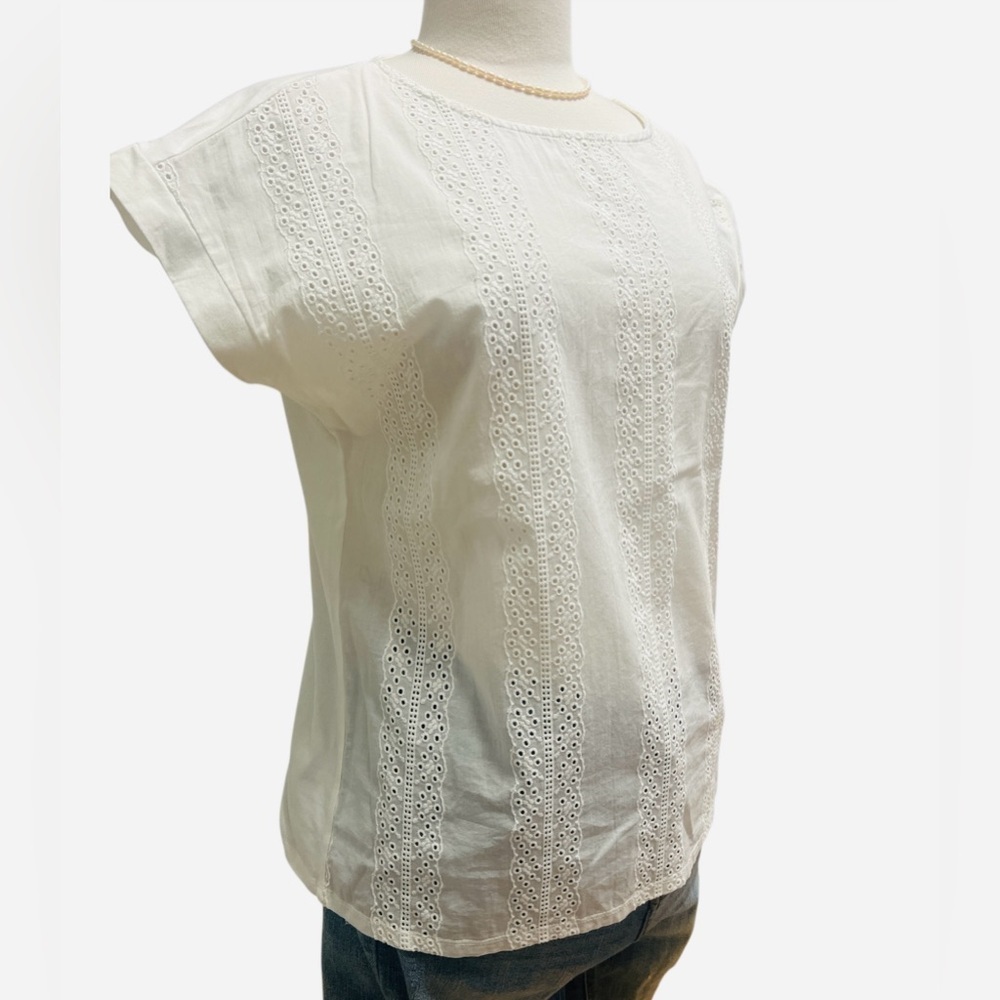 Jones New York White Eyelet Blouse